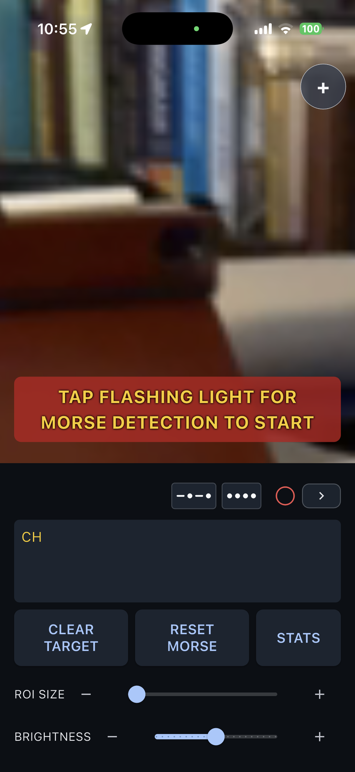 Morse Watcher showing the tap-to-start detection screen.